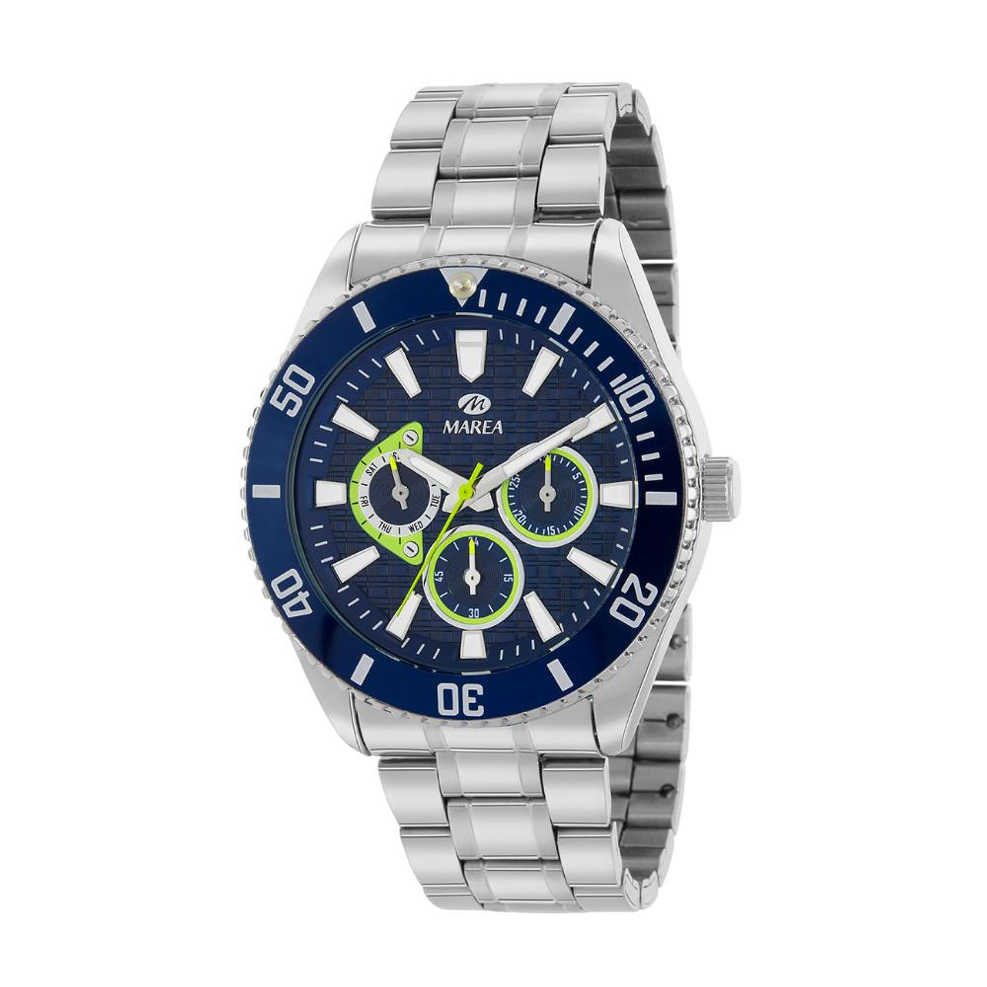 Reloj de acero multifunción azul  1