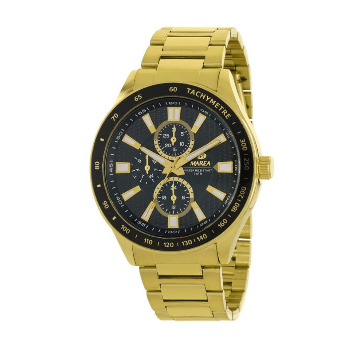 Reloj de acero dorado para caballero  1