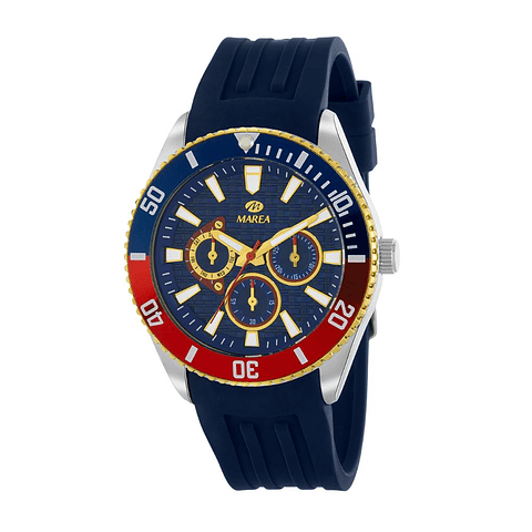Reloj azul multifunción de silicona para caballero