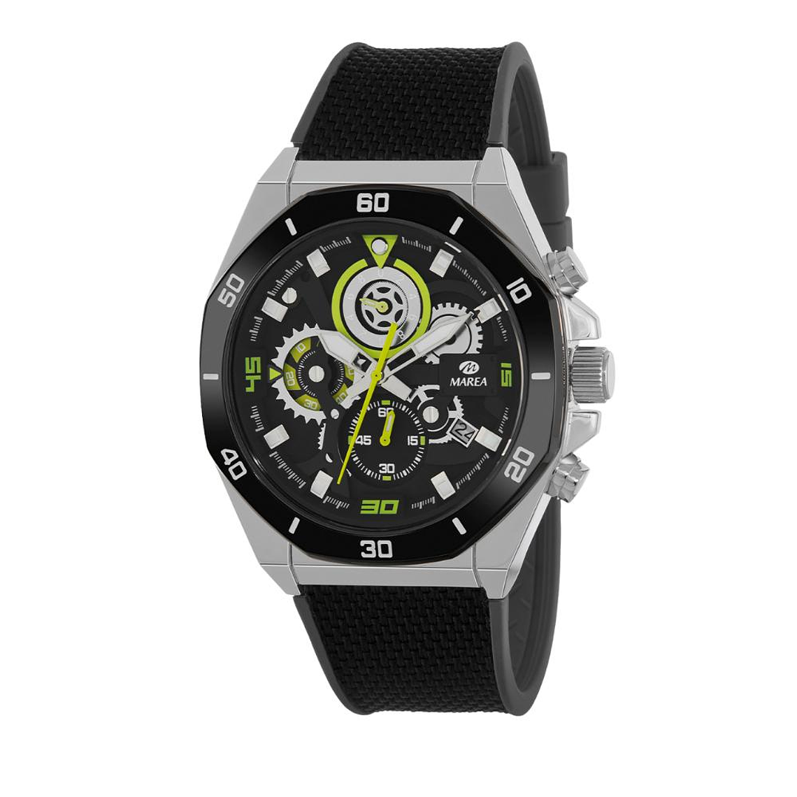 Reloj con tres agujas negro y lima  1