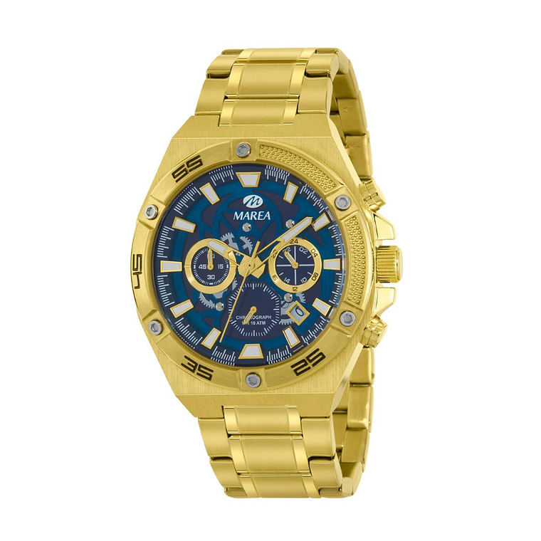 Reloj acero dorado crono steel  2