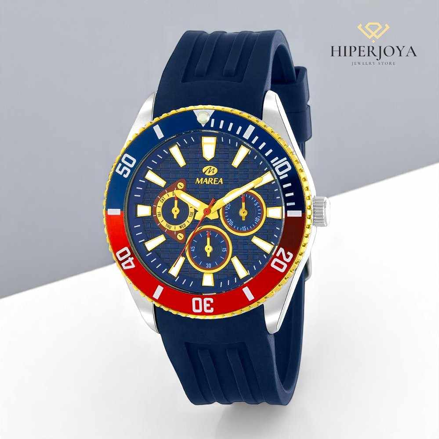 Reloj azul multifunción de silicona para caballero 3