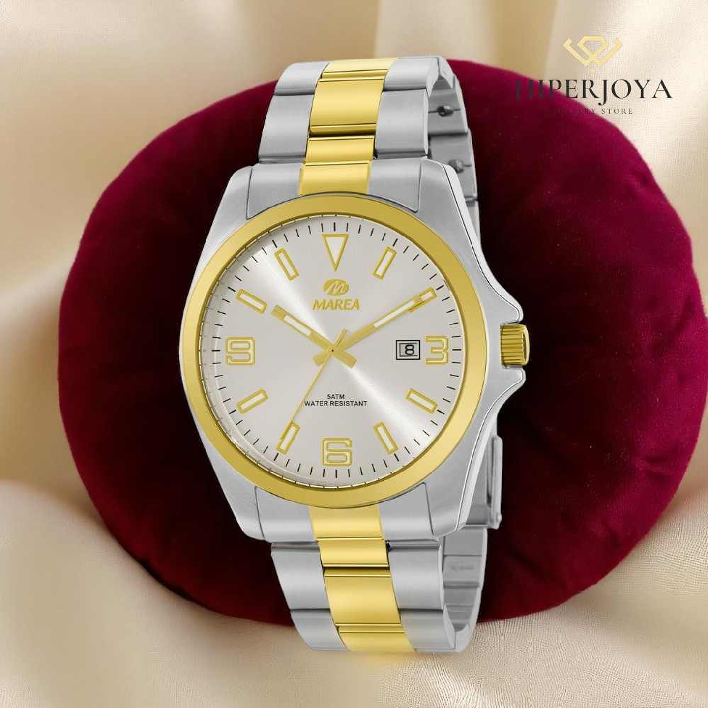 Reloj de acero con bisel tres agujas  3