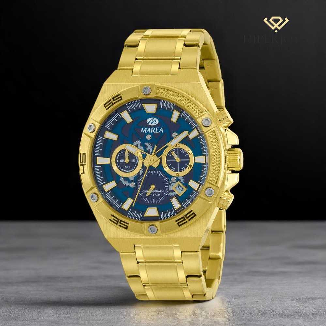 Reloj acero dorado crono steel  3