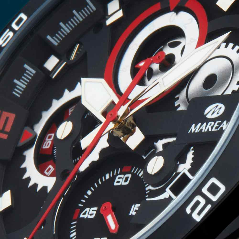 Reloj de acero negro con rojo  3