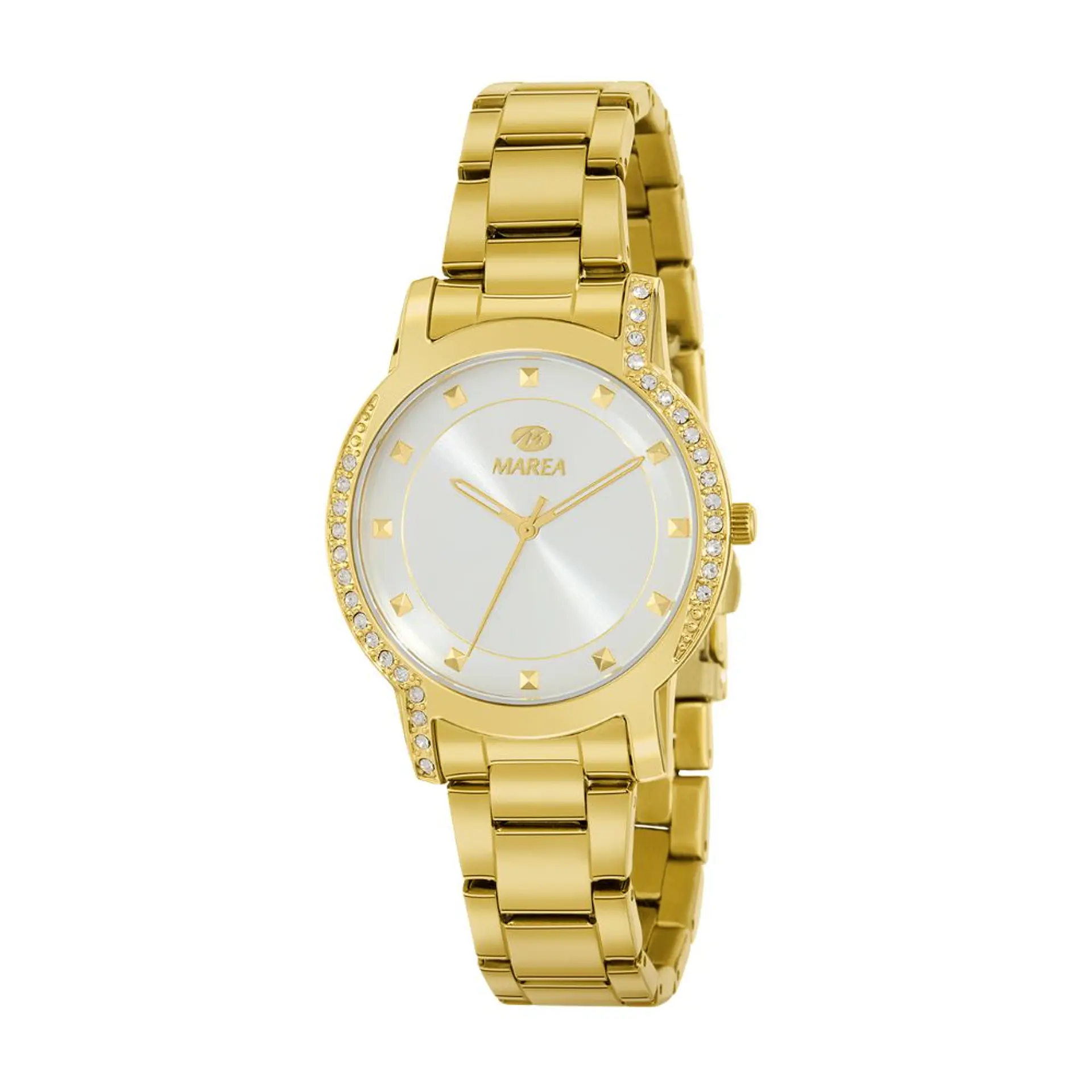 Reloj para mujer en acero dorado y circonitas  1