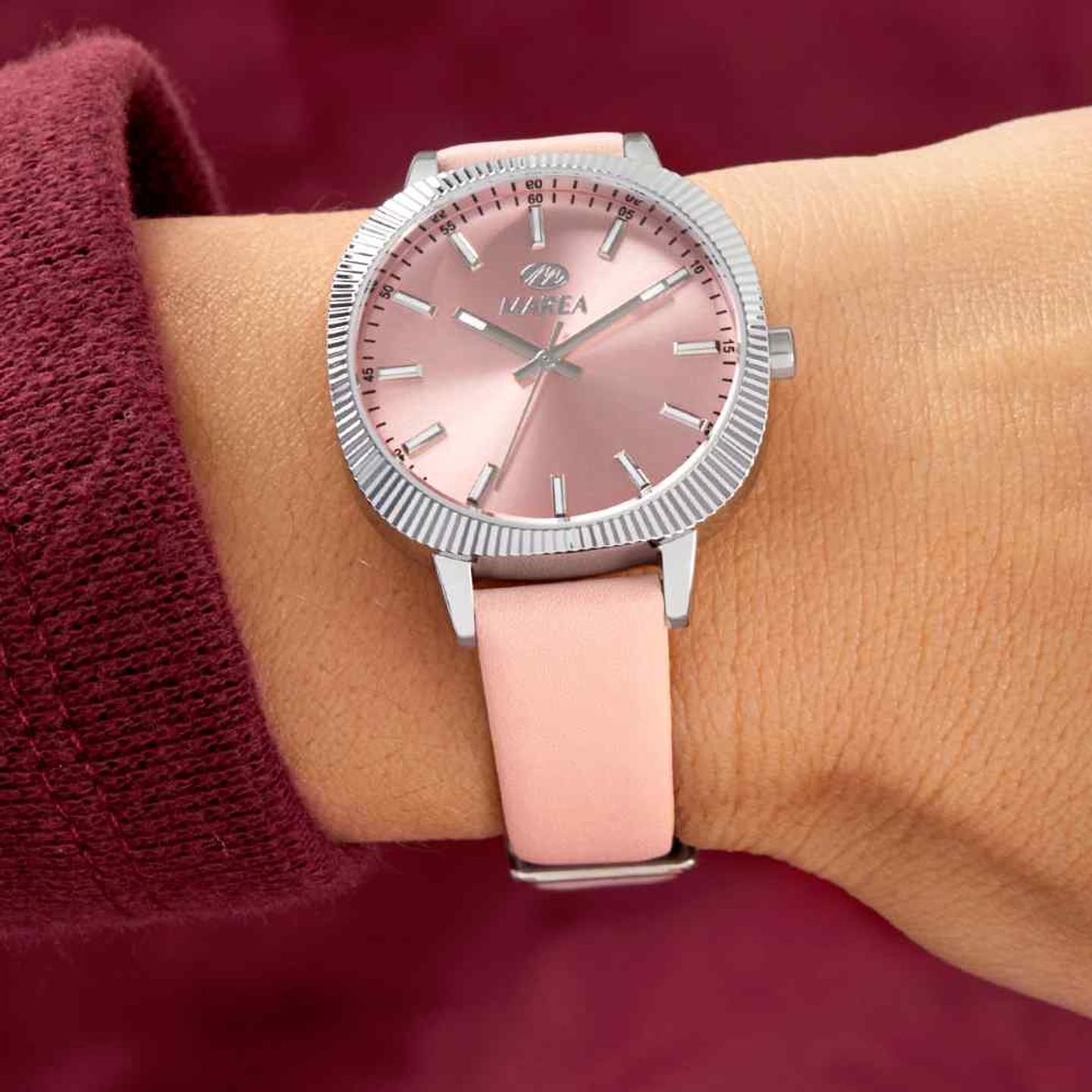 Reloj de piel rosa para mujer 2