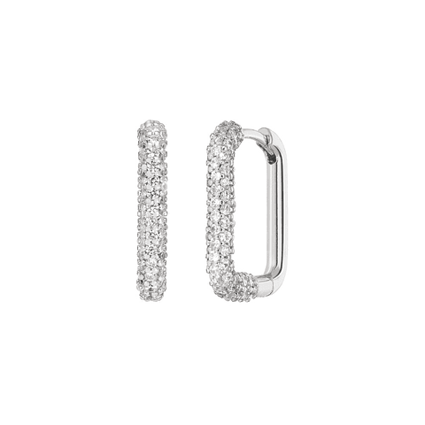 Pendiente rectangular recubierto de circonitas plata 