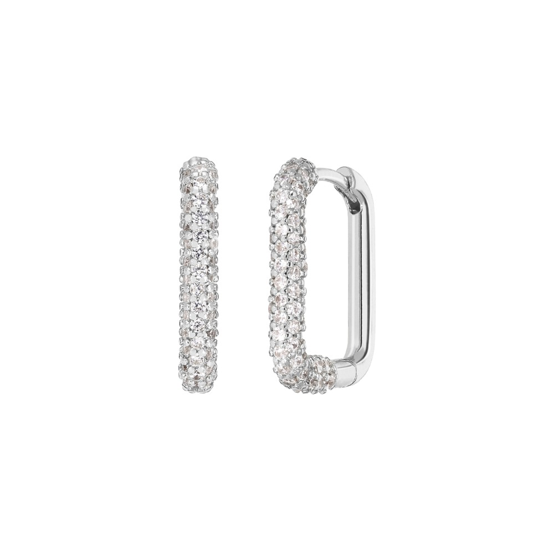 Pendiente rectangular recubierto de circonitas plata  1