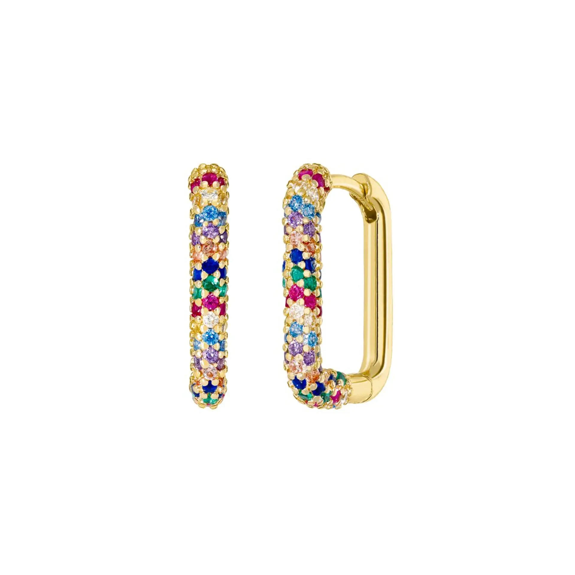 Pendiente rectangular cubierto de circonitas multicolor  1