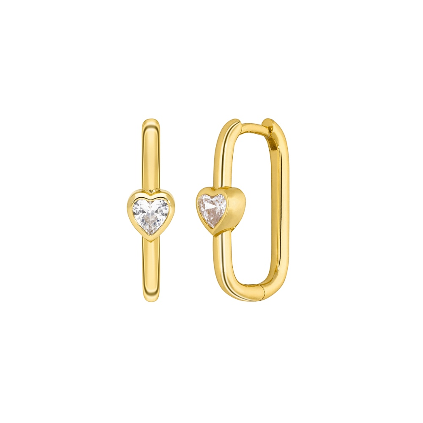 Pendientes rectangulares con circonita en forma de corazón 1