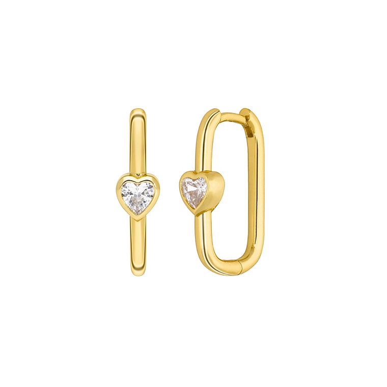 Pendientes rectangulares con circonita en forma de corazón 1