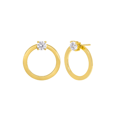 Pendientes redondos en plata de ley con baño de oro 