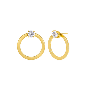 Pendientes redondos en plata de ley con baño de oro 