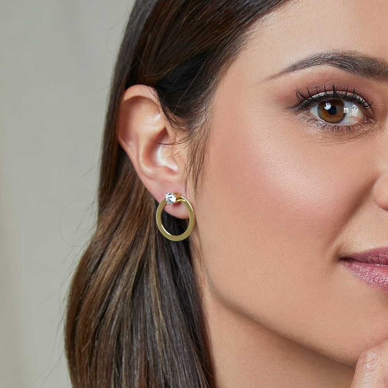 Pendientes redondos en plata de ley con baño de oro  2