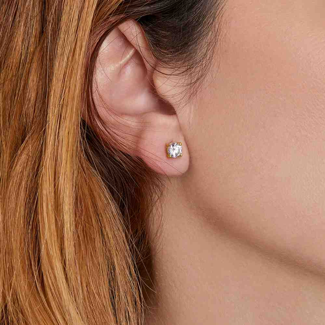 Pendientes redondos en plata de ley con baño de oro  3