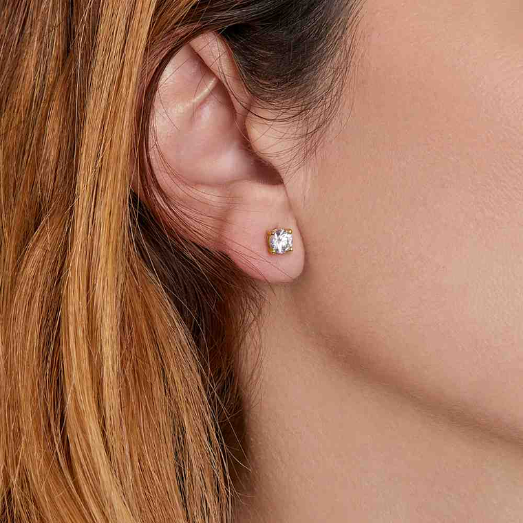 Pendientes redondos en plata de ley con baño de oro  3