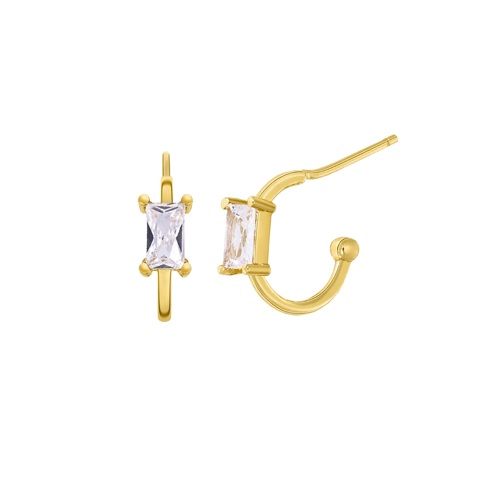 Pendiente aro baguette con baño de oro  1