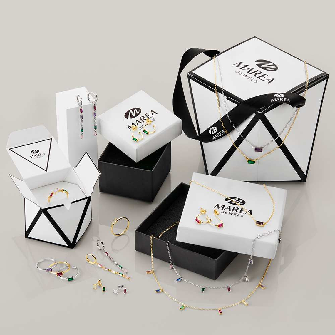 Pendiente aro baguette con baño de oro  5