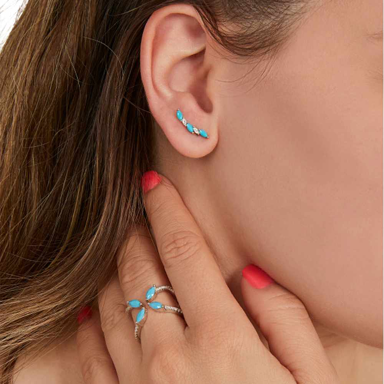 Pendientes trepador color turquesa 3