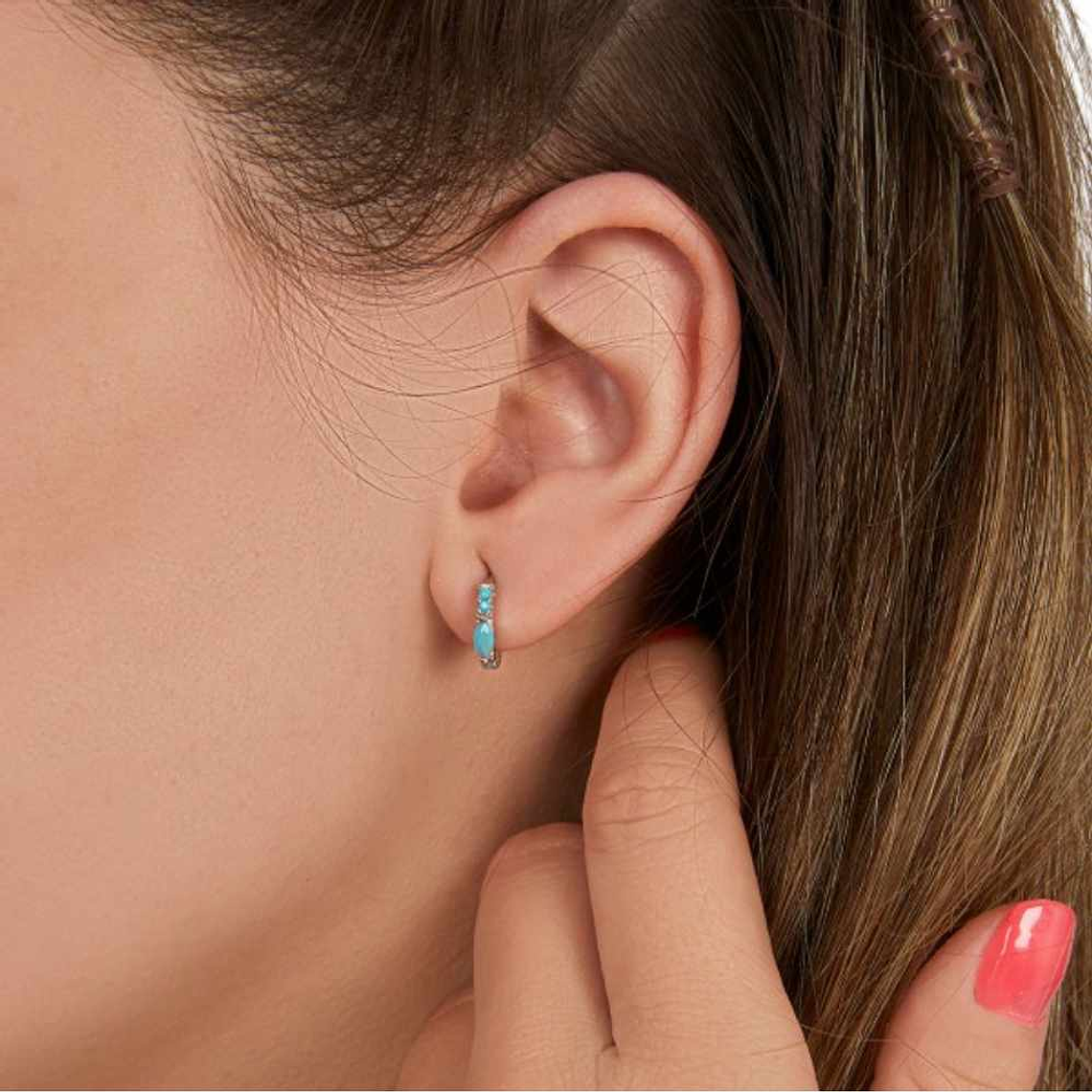 Pendiente talla navette turquesa  3