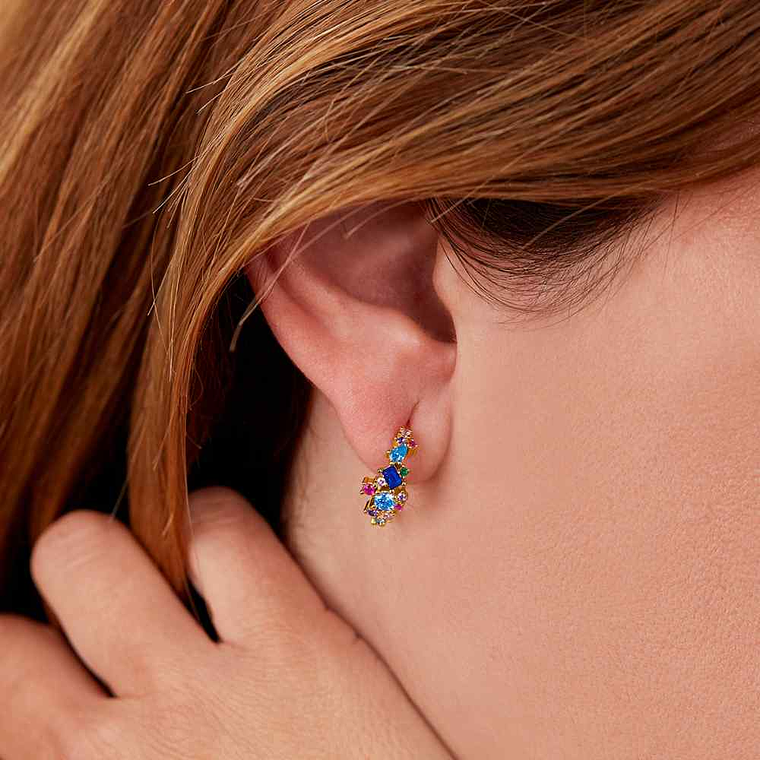 Pendiente fiore con baño de oro  3