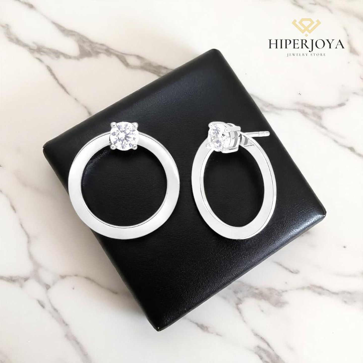 Pendientes redondo con circonita  2