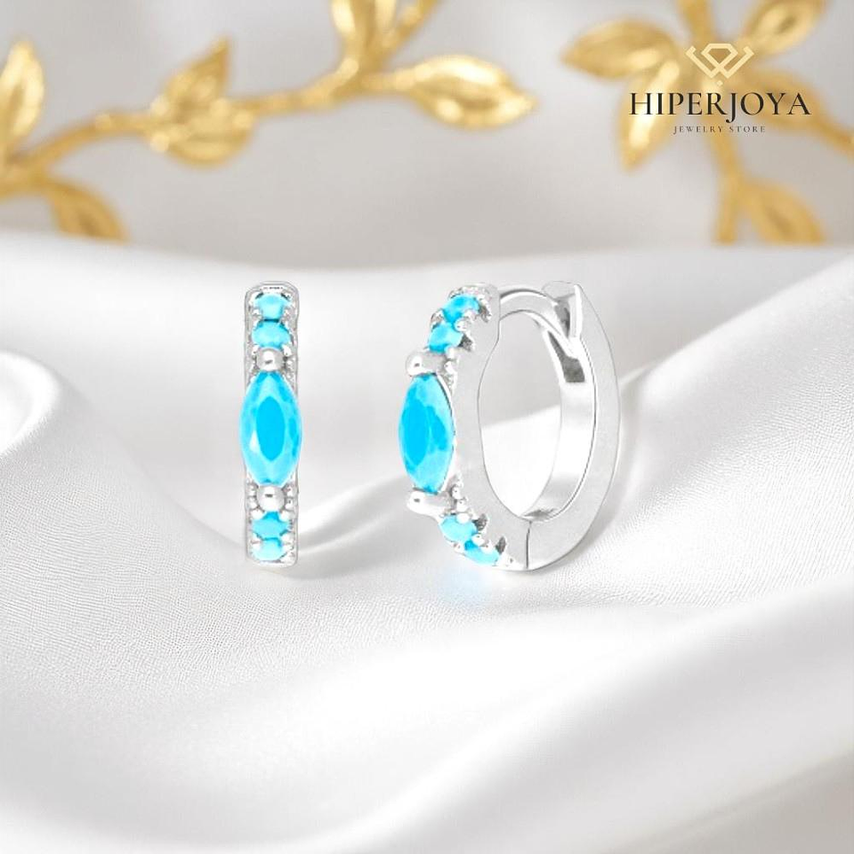 Pendiente talla navette turquesa  2