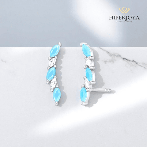 Pendientes trepador color turquesa