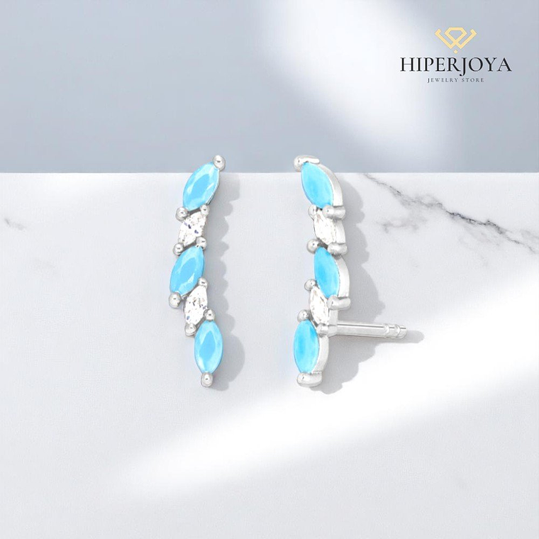 Pendientes trepador color turquesa 2