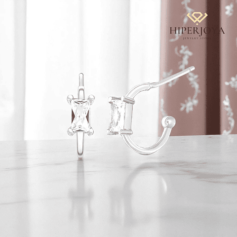 Pendiente aro baguette