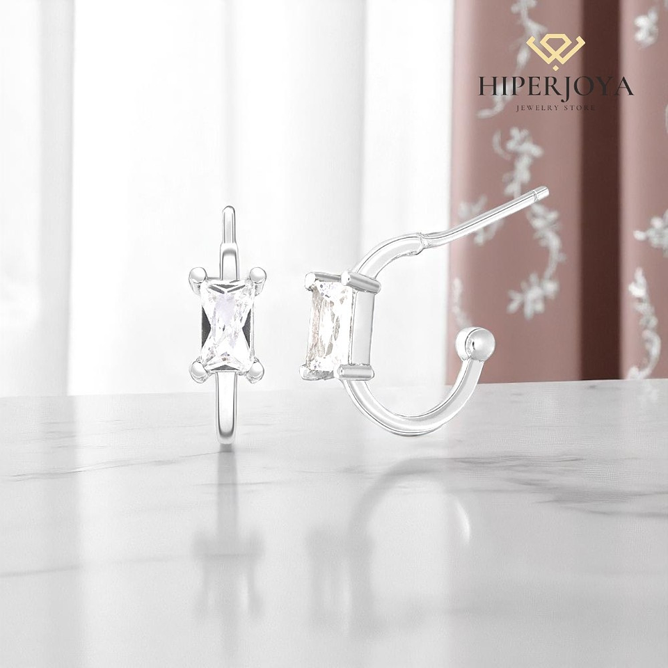 Pendiente aro baguette 2