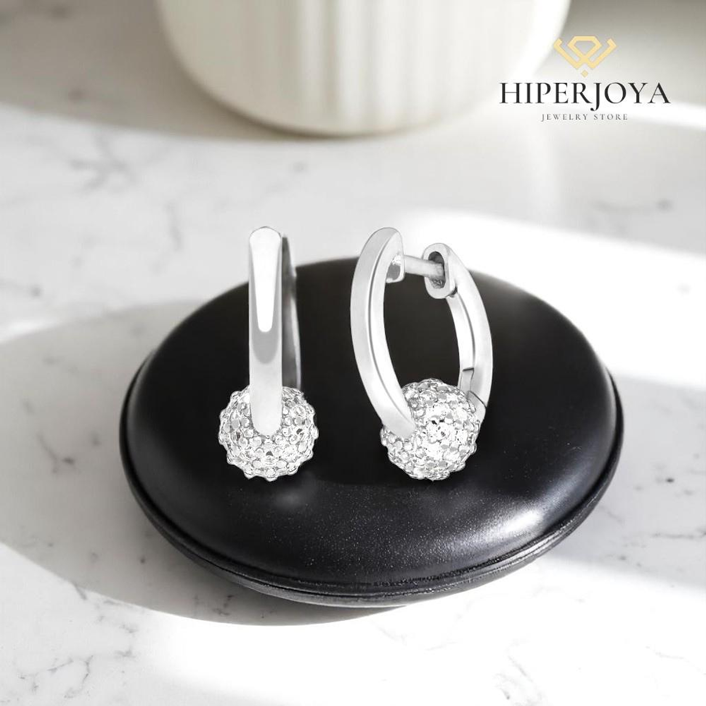 Pendiente hoop plata de ley rodiada 2