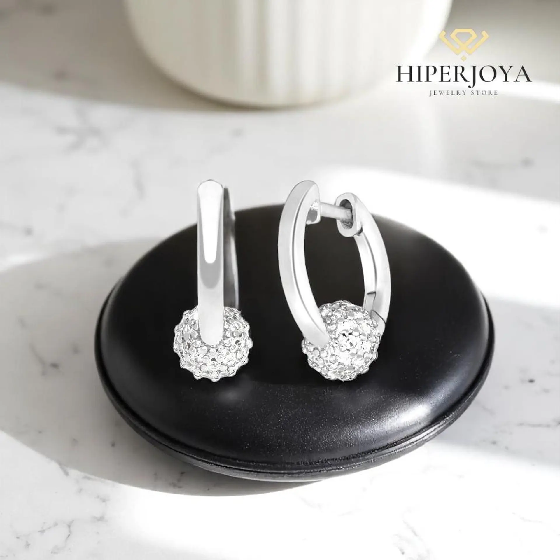 Pendiente hoop plata de ley rodiada 2