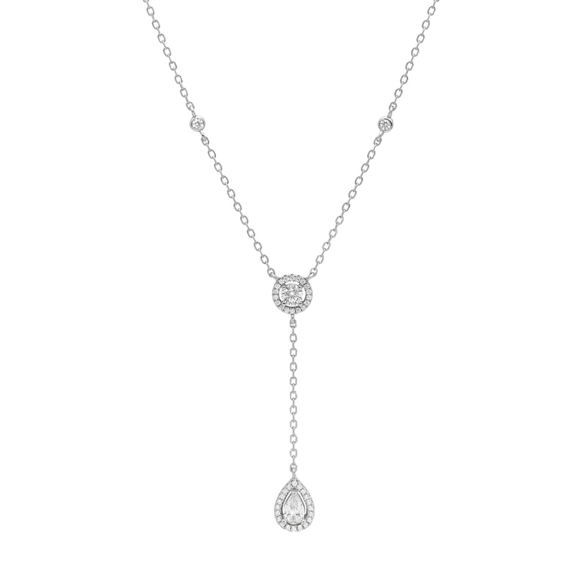 Collar largo con circonitas en forma de lagrima 1