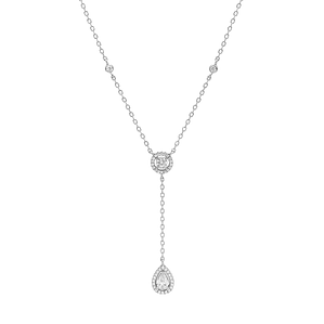 Collar largo con circonitas en forma de lagrima