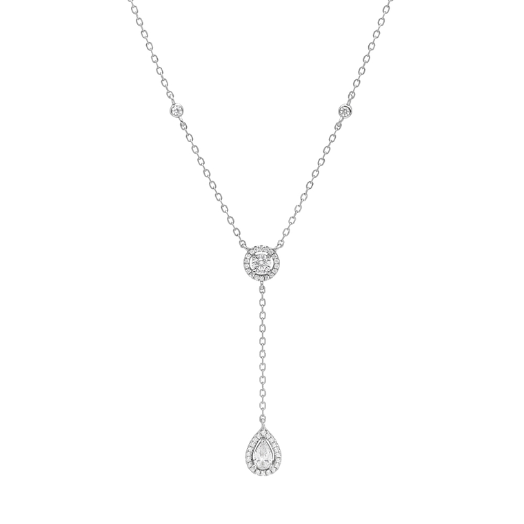 Collar largo con circonitas en forma de lagrima 1