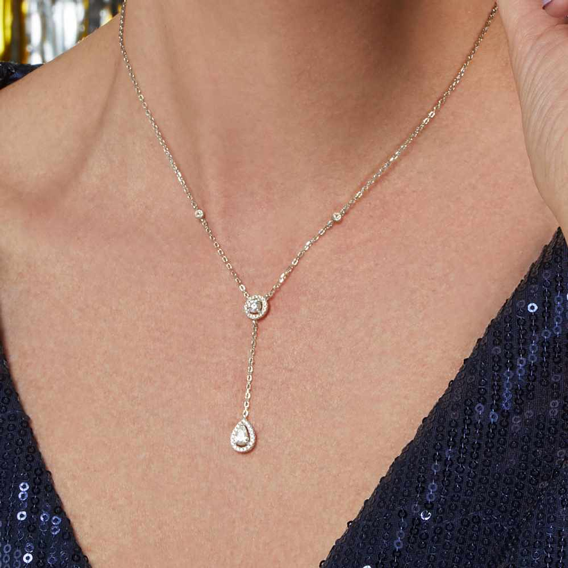 Collar largo con circonitas en forma de lagrima 3