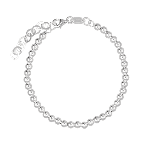 Pulsera de bolas lisas plateadas 