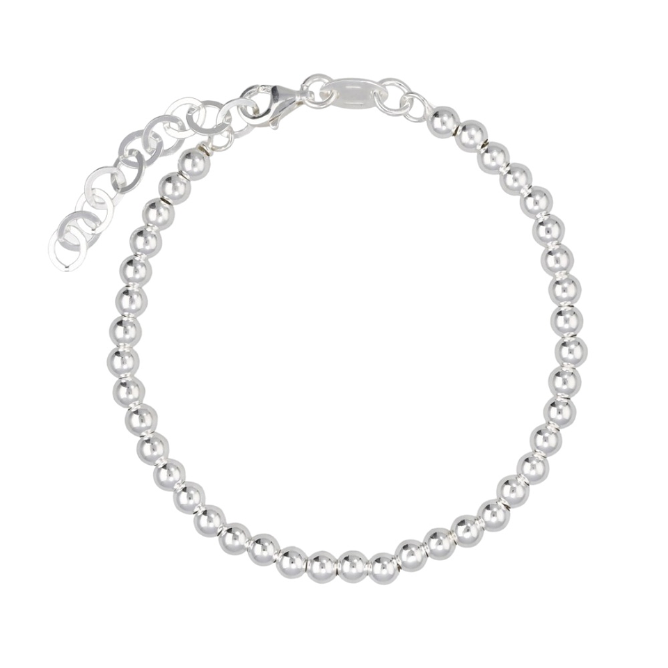 Pulsera de bolas lisas plateadas  1