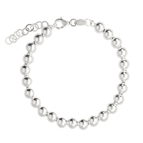Pulsera de bolas lisas plateadas 