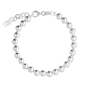 Pulsera de bolas lisas plateadas 