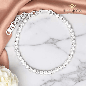 Pulsera de bolas lisas plateadas 