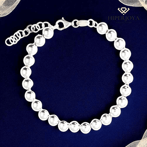 Pulsera de bolas lisas plateadas 