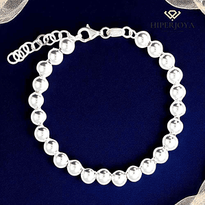 Pulsera de bolas lisas plateadas 