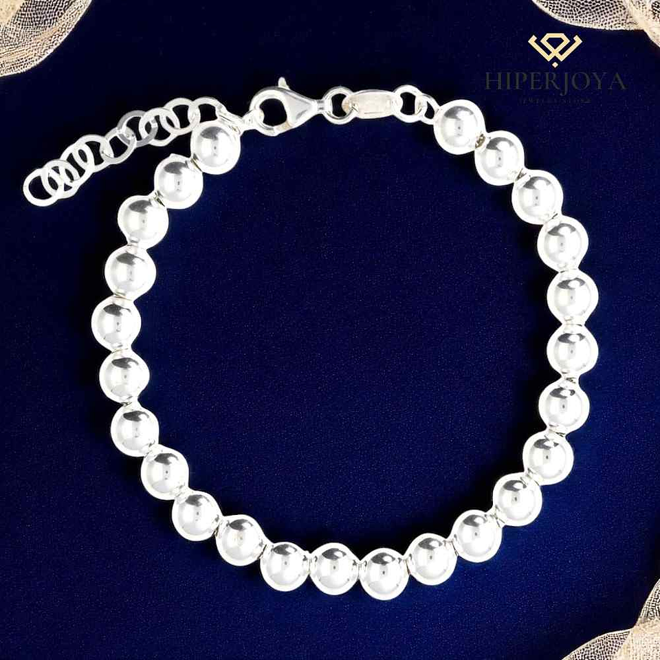 Pulsera de bolas lisas plateadas  2