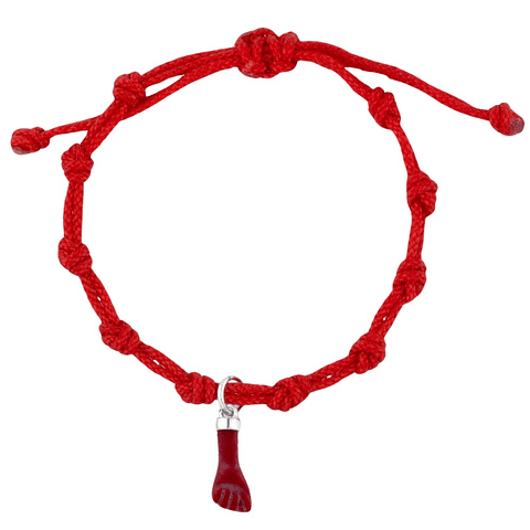 Pulsera de hilo rojo con higa de coral