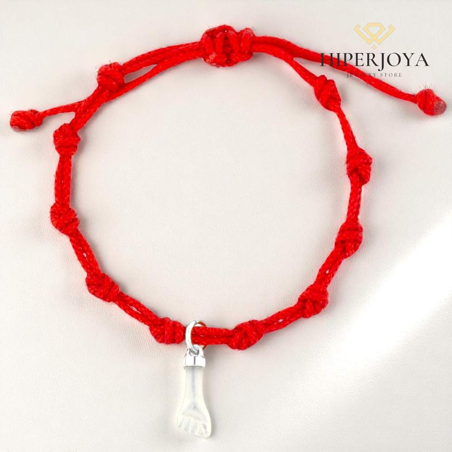 Pulsera de hilo rojo con higa de madreperla 3