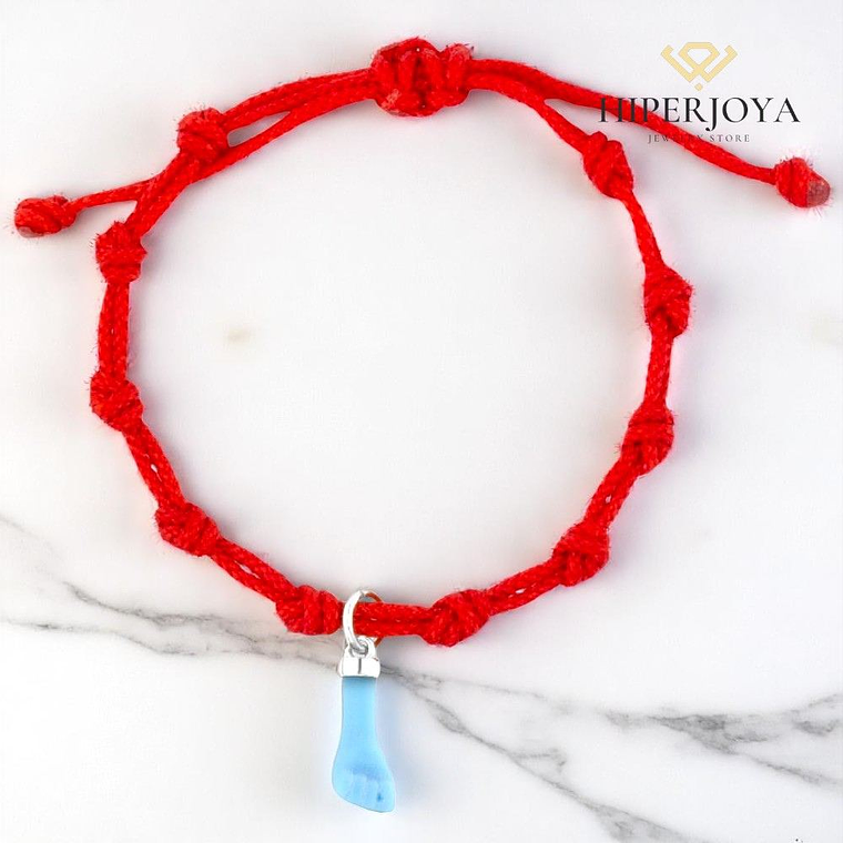 Pulsera de hilo rojo con higa de turquesa 3