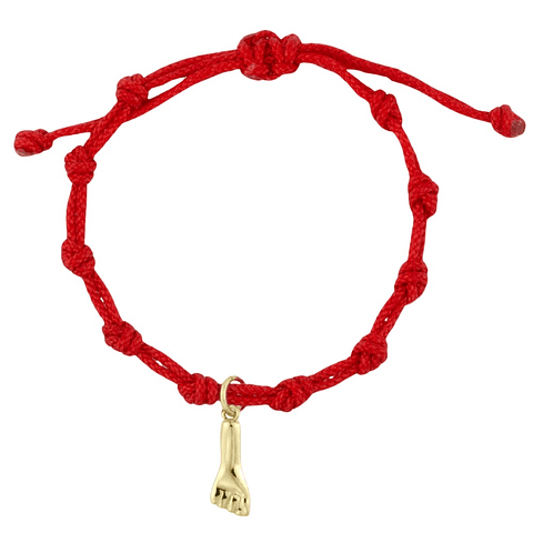 Pulsera de hilo rojo con higa de plata chapada en oro
